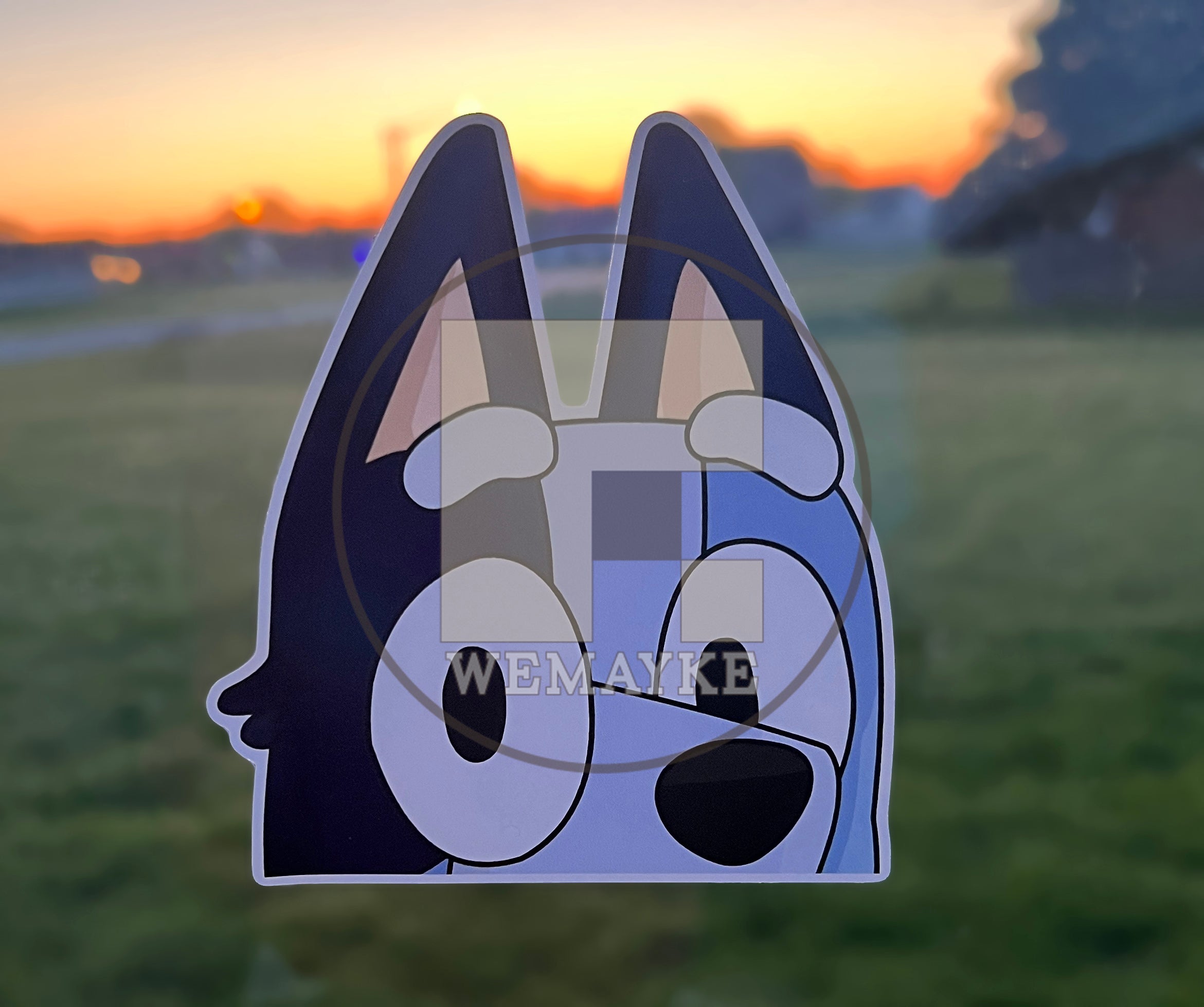 (B90) Multi-Blue Puppy Peeker - Dog Family Decal / Sticker